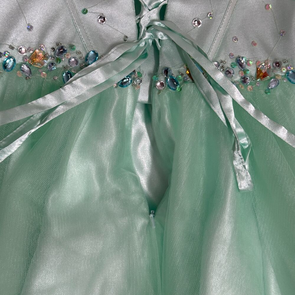 Eureka Beaded Tulle Corset A-Line Short Dress Size M Mint Green Sweetheart Prom - Picture 8 of 11